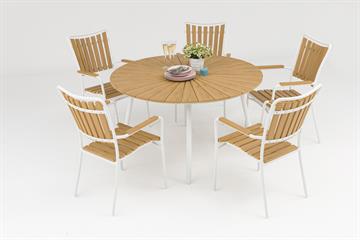 Havemøbelsæt  ø130cm + 5 stole